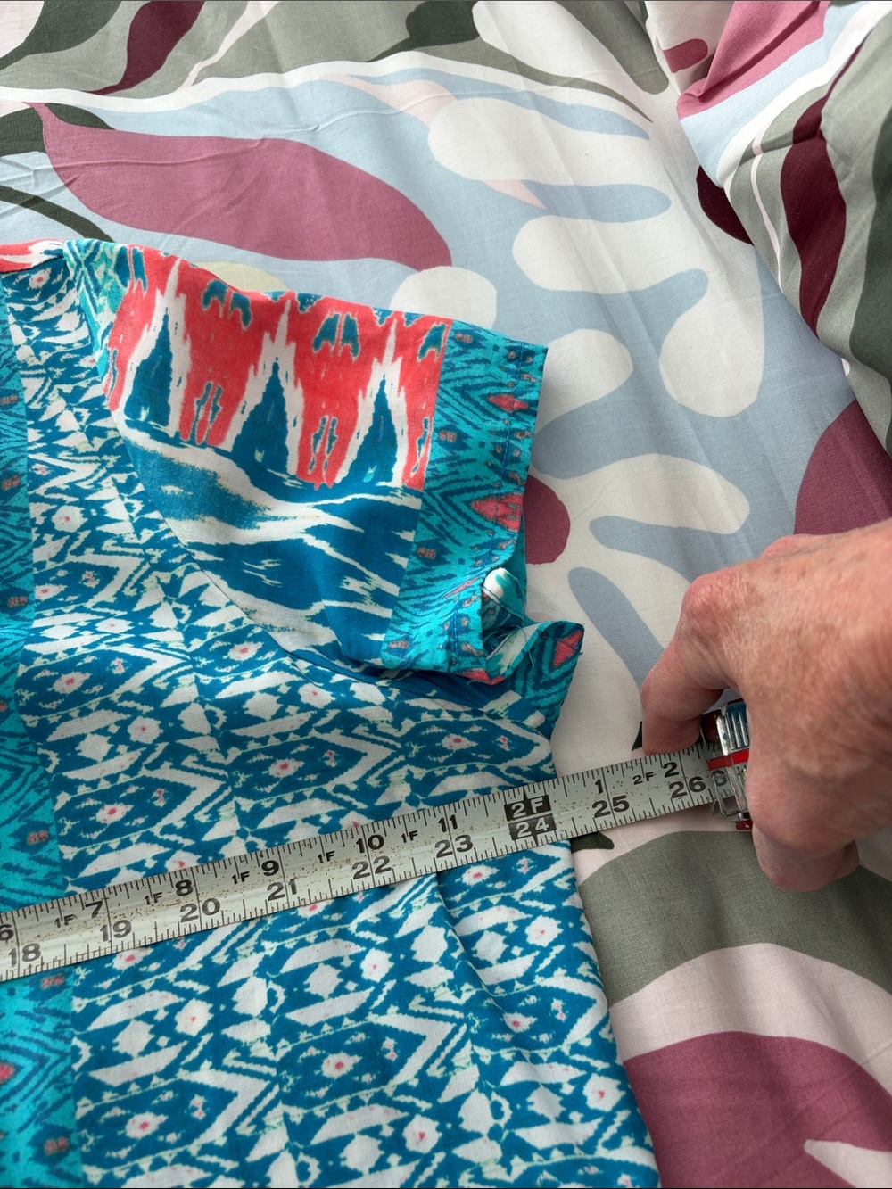 Tolani Turquoise Blue & Coral Patterned Midi Dress - Picture 11 of 12
